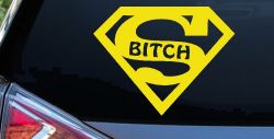 Super Bitch Girl or Woman Funny Car or Truck Window Decal Sticker (Yellow)