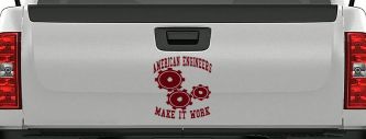 American Engineers Make It Work Car or Truck Window Decal Sticker (Purple Red)
