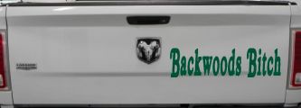 Backwoods Bitch Country Car or Truck Window Decal Sticker (Dark Green)
