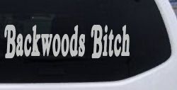 Backwoods Bitch Country Car or Truck Window Decal Sticker (Light Gray)
