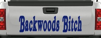 Backwoods Bitch Country Car or Truck Window Vinyl Decal Sticker (Navy)