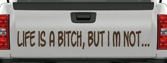 Life Is A Bitch But Im Not Car or Truck Window Vinyl Decal Sticker (Brown)