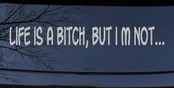 Life Is A Bitch But Im Not Car or Truck Window Decal Sticker (Light Gray)