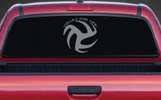 Volley For Life Car or Truck Window Vinyl Decal Sticker (Telegrey)