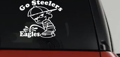 Go Steelers Pee On Eagles Calvin Facing Left Special Orders Car or Truck Window Vinyl Decal Sticker