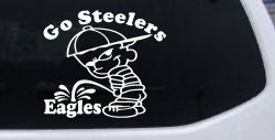 Go Steelers Pee On Eagles Calvin Facing Left Special Orders Car or Truck Window Decal Sticker