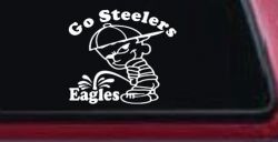 Go Steelers Pee On Eagles Calvin Facing Left Special Orders Car or Truck Window Decal Sticker
