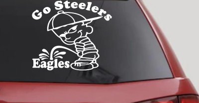 Go Steelers Pee On Eagles Calvin Facing Left Special Orders Car or Truck Window Vinyl Decal Sticker