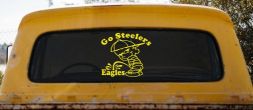 Go Steelers Pee On Eagles Calvin Facing Left Special Orders Car or Truck Window Decal Sticker (Yellow)