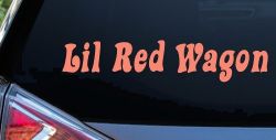 Lil Red Wagon Car or Truck Window Decal Sticker (Coral)