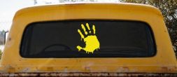 Paint Mud Hand Wave Special Orders Car or Truck Window Decal Sticker (Yellow)