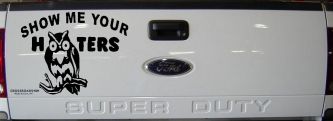 Show Me Your Hooters Owl Car or Truck Window Decal Sticker (Black)