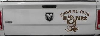 Show Me Your Hooters Owl Car or Truck Window Decal Sticker (Brown)