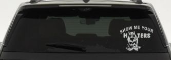 Show Me Your Hooters Owl Car or Truck Window Decal Sticker (Light Gray)