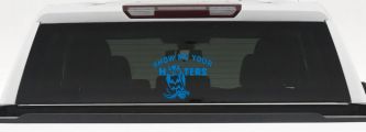 Show Me Your Hooters Owl Car or Truck Window Decal Sticker (Sky Blue)