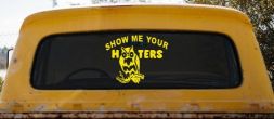 Show Me Your Hooters Owl Car or Truck Window Vinyl Decal Sticker (Yellow)
