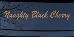Naughty Black Cherry Car or Truck Window Decal Sticker (Light Brown)