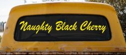 Naughty Black Cherry Car or Truck Window Decal Sticker (Yellow)