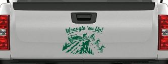 CUSTOMER SPECIAL REQUEST WRANGLE Car Truck Vinyl Window Decal Sticker (Dark Green)