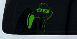 Flamingo Cartoons Car or Truck Window Decal Sticker (Lime)
