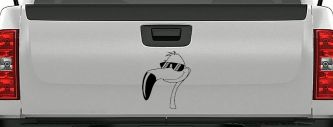 Flamingo Cartoons Car or Truck Window Decal Sticker (Matte Black)