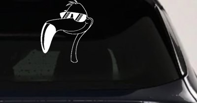 Flamingo Cartoon Decal for Cars Trucks Windows Fun Vinyl Sticker
