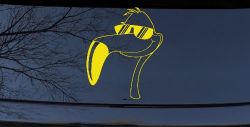 Flamingo Cartoon Decal for Cars Trucks Windows Fun Vinyl Sticker (Yellow)
