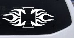 Chopper Iron Cross with Tribal Biker Car or Truck Window Decal Sticker