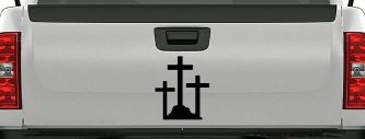 Three Crosses Christian Car or Truck Window Decal Sticker (Black)