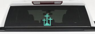 Three Crosses Christian Car or Truck Window Decal Sticker (Mint)