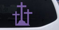 Three Crosses Christian Car or Truck Window Decal Sticker (Purple)