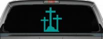 Three Crosses Christian Car or Truck Window Vinyl Decal Sticker (Turquoise)