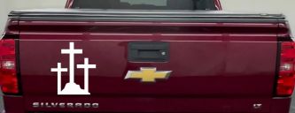 Three Crosses Christian Car or Truck Window Vinyl Decal Sticker (White)