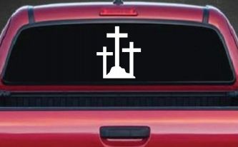 Three Crosses Christian Car or Truck Window Decal Sticker