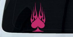 Flaming Spade Biker Car or Truck Window Decal Sticker (Hot Pink)