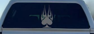 Flaming Spade Biker Car or Truck Window Decal Sticker (Silver)