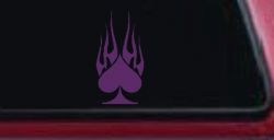 Flaming Spade Biker Car or Truck Window Decal Sticker (Violet)