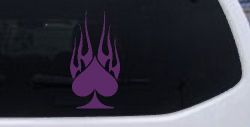 Flaming Spade Biker Car or Truck Window Decal Sticker (Violet)