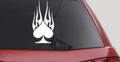 Flaming Spade Biker Car or Truck Window Vinyl Decal Sticker