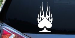 Flaming Spade Biker Car or Truck Window Decal Sticker