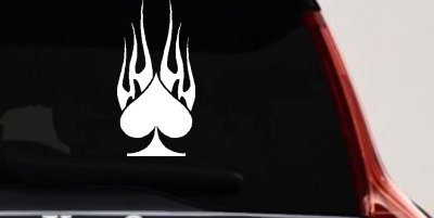 Flaming Spade Biker Car or Truck Window Vinyl Decal Sticker