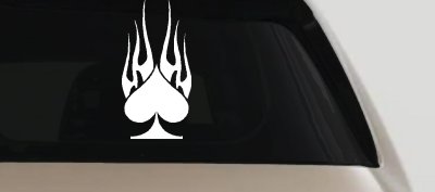 Flaming Spade Biker Car or Truck Window Vinyl Decal Sticker