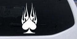 Flaming Spade Biker Car or Truck Window Decal Sticker