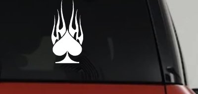 Flaming Spade Biker Car or Truck Window Vinyl Decal Sticker