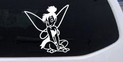 Tinkerbell Tinker Bell Sitting Fairy Tale Cartoons Car or Truck Window Decal Sticker