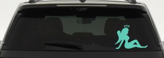 Mud Flap Women Angel with Halo Car or Truck Window Decal Sticker (Mint)