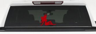 Mud Flap Women Angel with Halo Car or Truck Window Decal Sticker (Red)