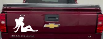 Mud Flap Women Angel with Halo Car or Truck Window Decal Sticker (White)
