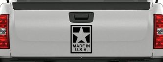 Made In the USA Patriotic Car or Truck Window Decal Sticker (Black)