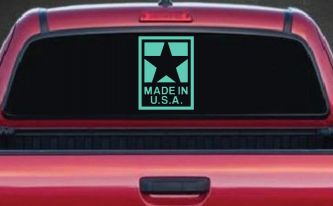 Made In the USA Patriotic Car or Truck Window Decal Sticker (Mint)